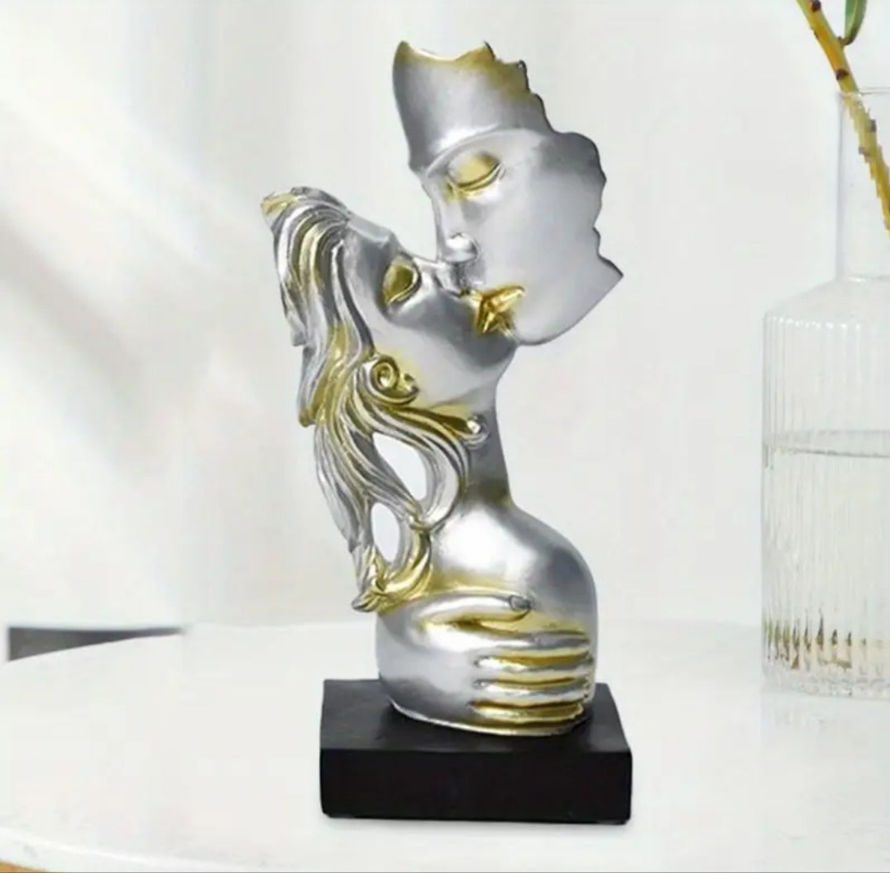 Elegant Champagne Resin Couple Statue