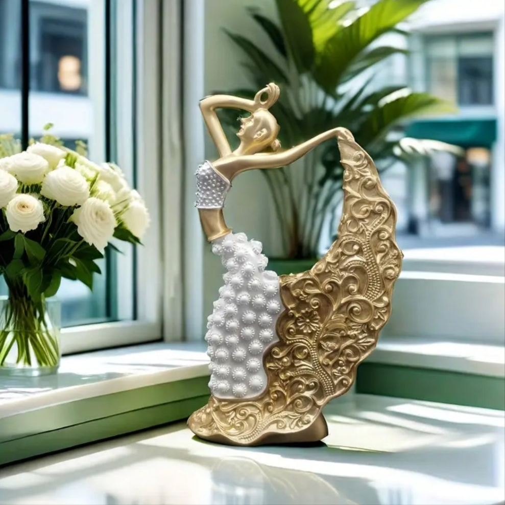 1pc, Dancer Sculpture, Girl Dancing Peacock