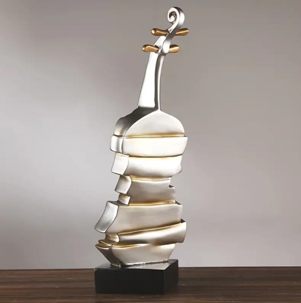 Contemporary Elegant Large Violin Resin Sculpture