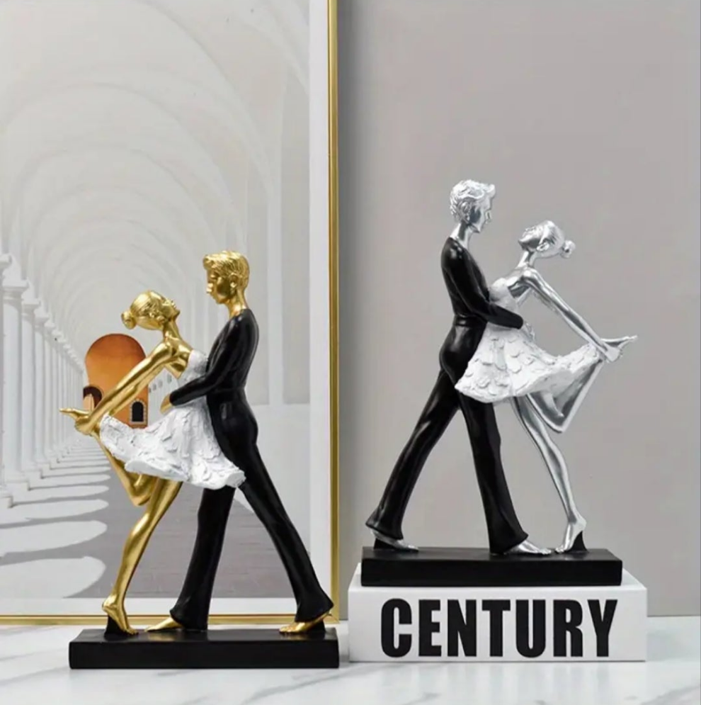 Elegant Nordic-Inspired Dancing Girl Figurine - Resin Art Craft