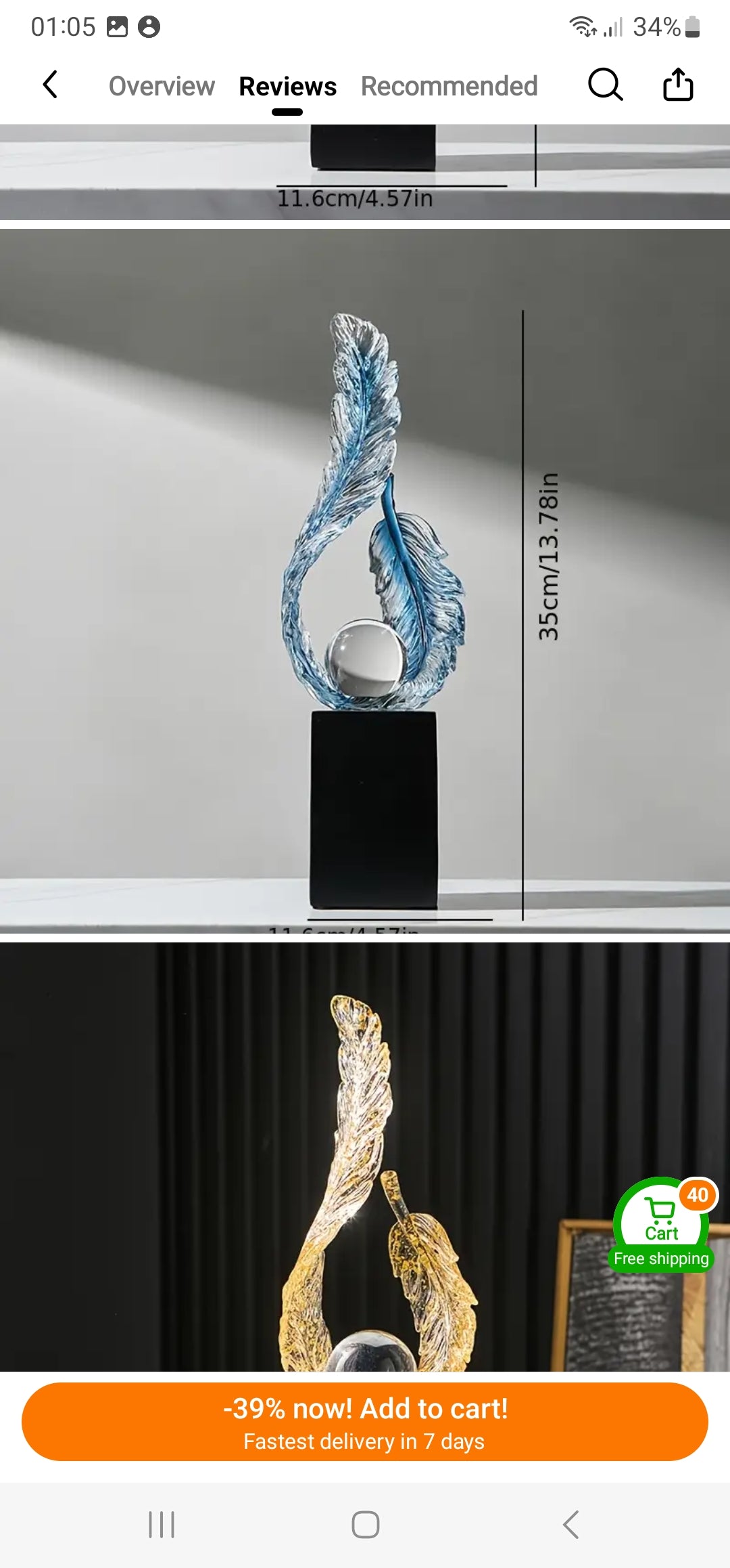 1pc Light Luxury Premium Feeling Transparent Resin Decorative Statue