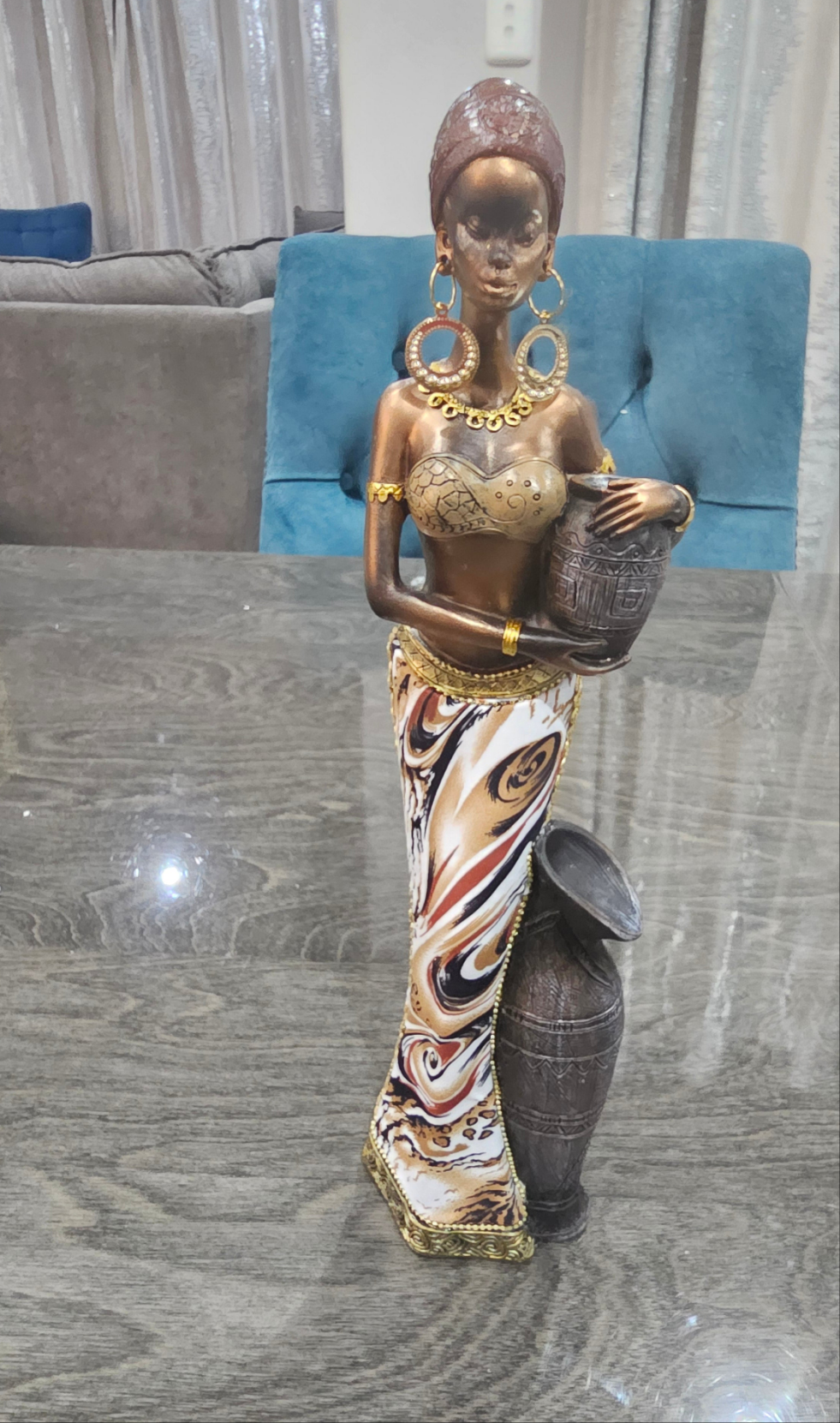 1pc African-Inspired Black Woman Vintage Sculpture