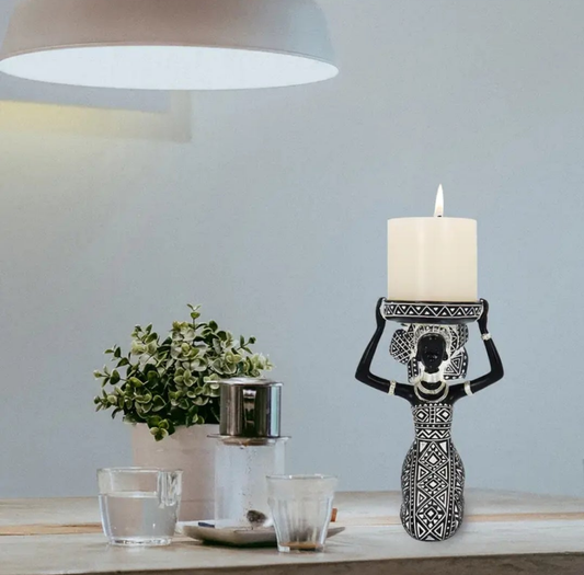 Vintage African Lady Figurine Candle Holder