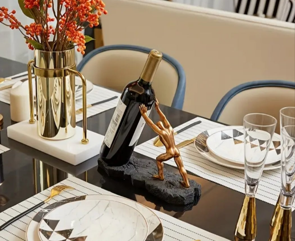 An Elegant European-Style Resin Figure Wine Rack