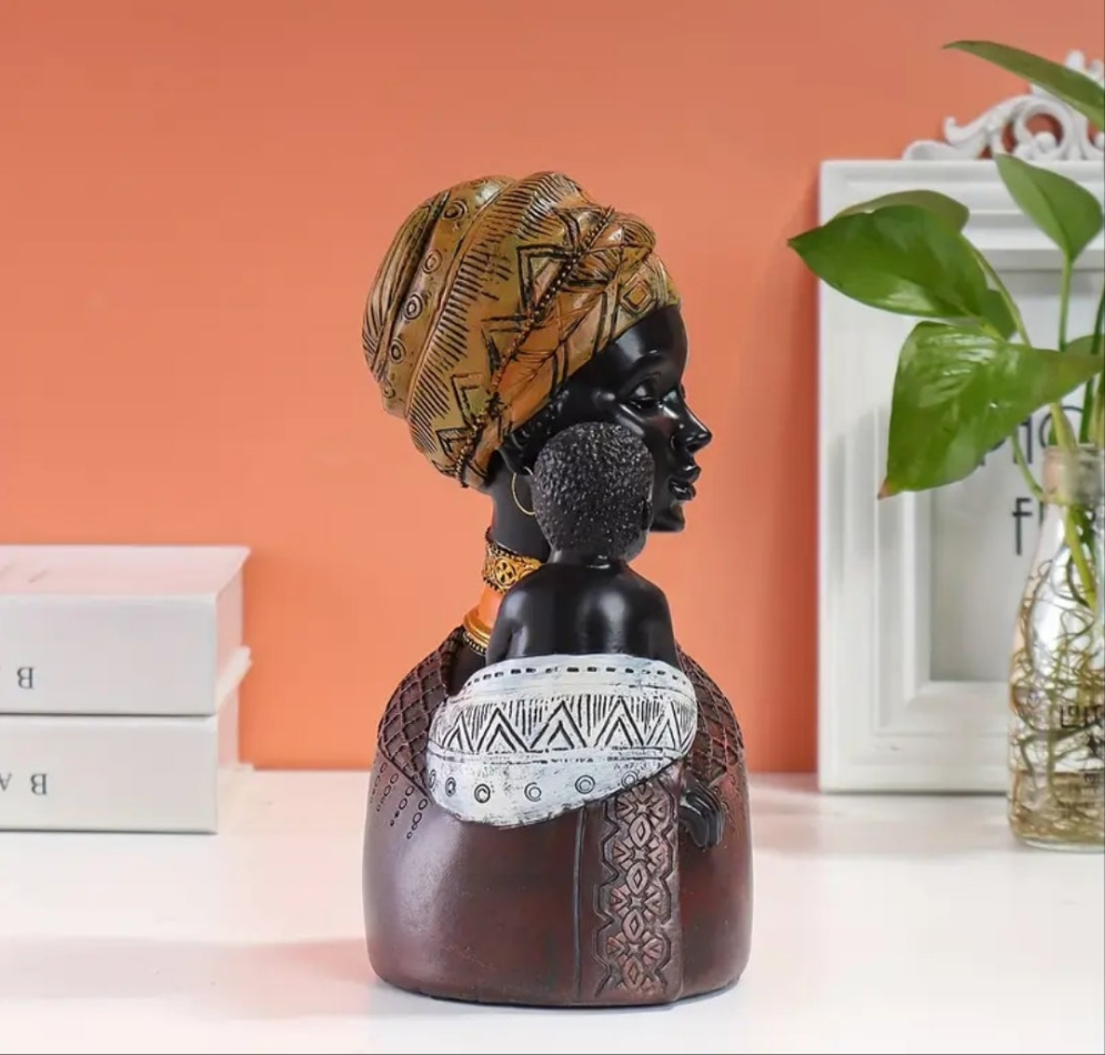 African Mother & Child Figurine