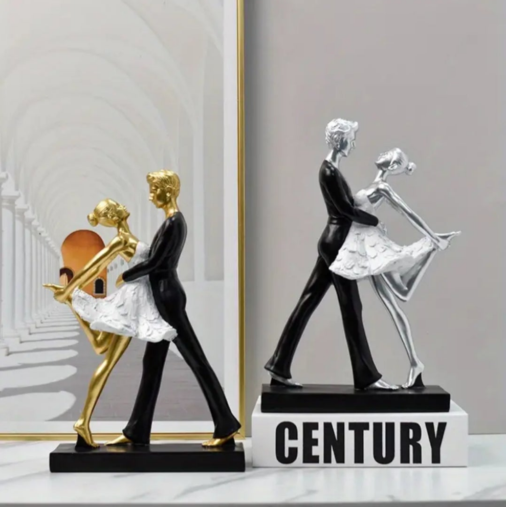 Elegant Nordic-Inspired Dancing Girl Figurine - Resin Art Craft