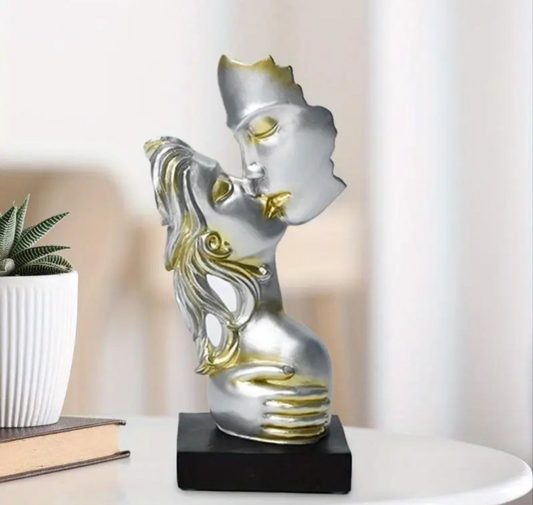 Elegant Champagne Resin Couple Statue