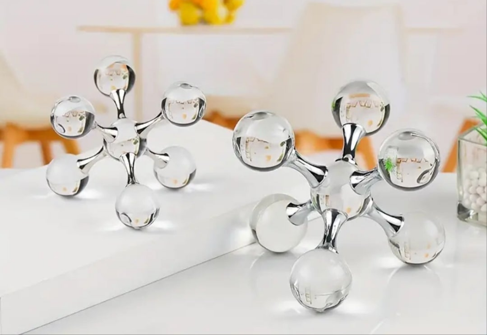 2pcs Crystal Hexagonal Molecular Ball Ornaments- Silvery