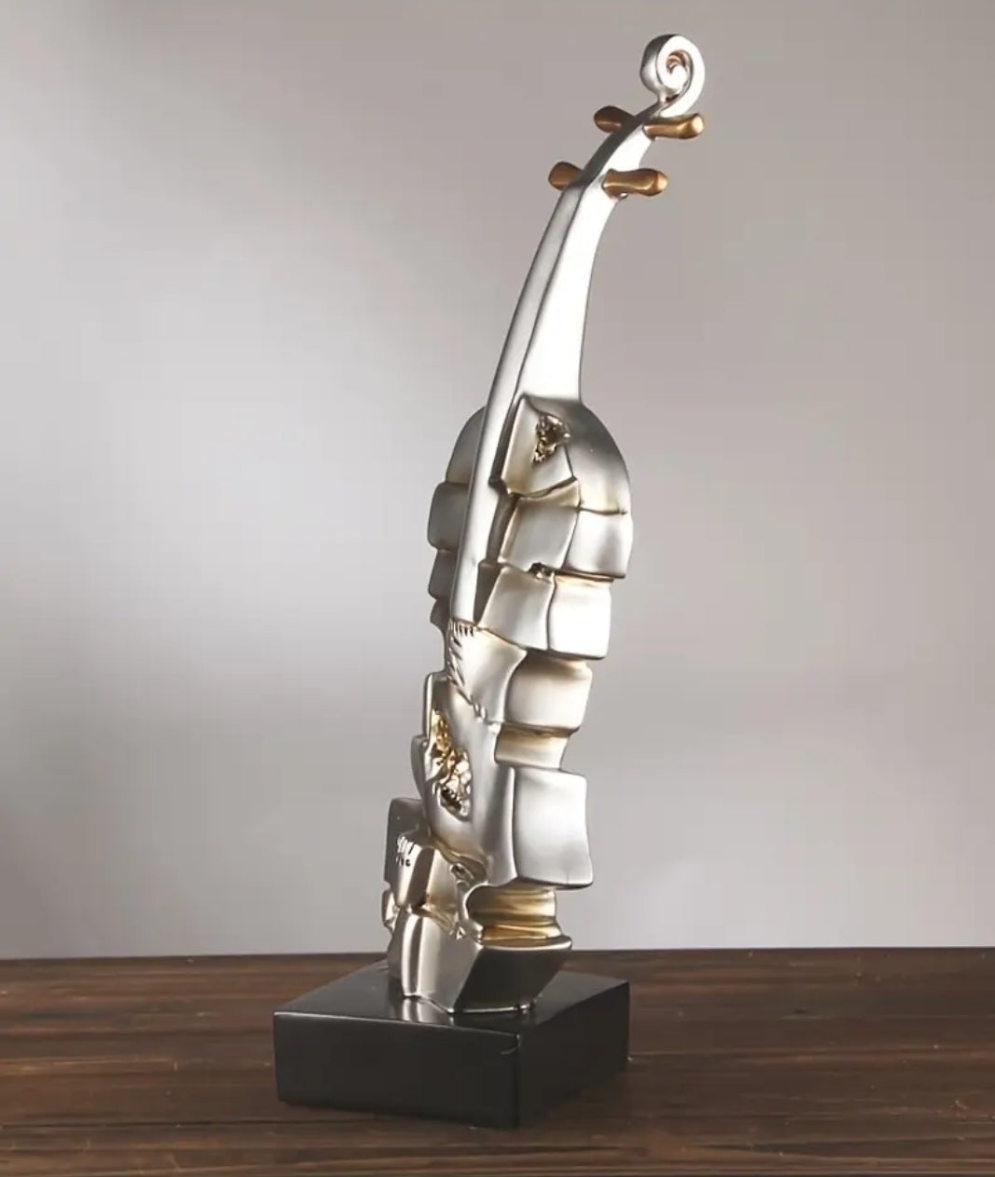 Contemporary Elegant Large Violin Resin Sculpture