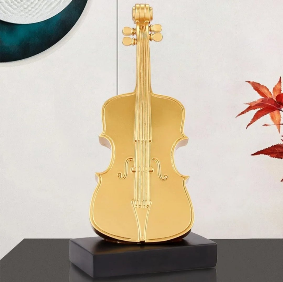 1pc, Handmade Yellow Golden Violin Resin Model Kit