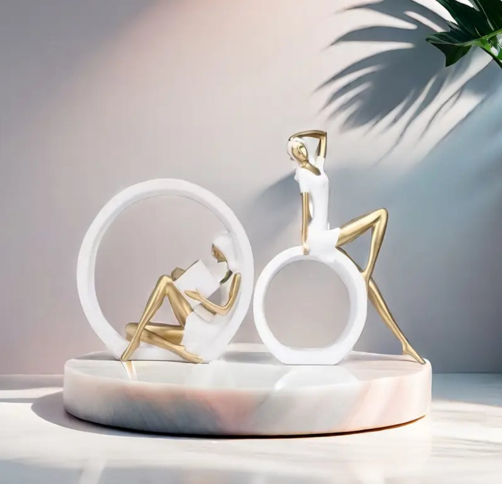 1pc Resin Artistic Woman & Reading Girl Statue