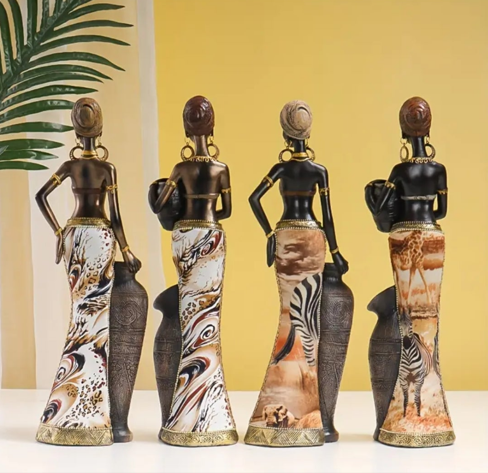 1pc African-Inspired Black Woman Vintage Sculpture