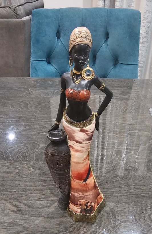 1pc African-Inspired Black Woman Vintage Sculpture