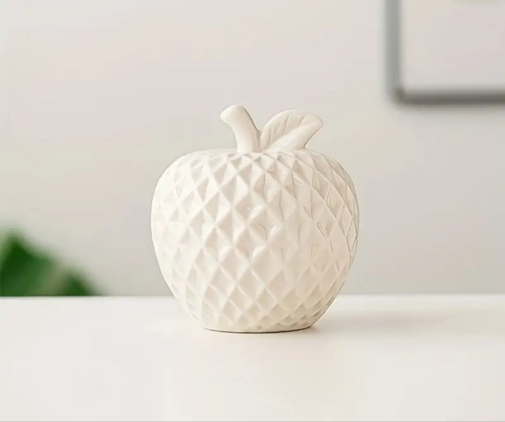 1pc Elegant Ceramic Apple Ornament - White