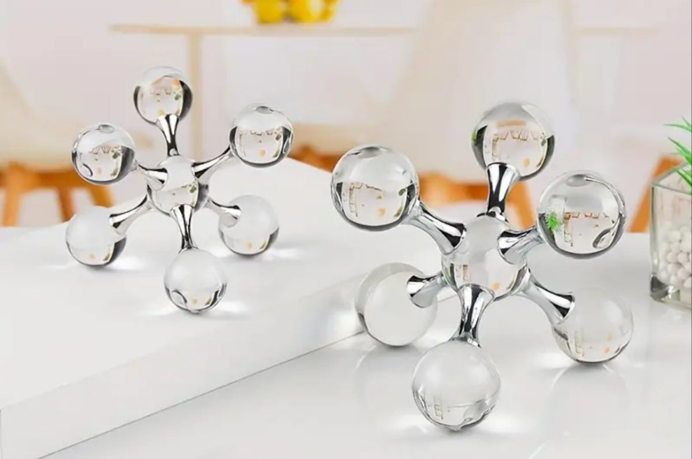 2pcs Crystal Hexagonal Molecular Ball Ornaments- Silvery