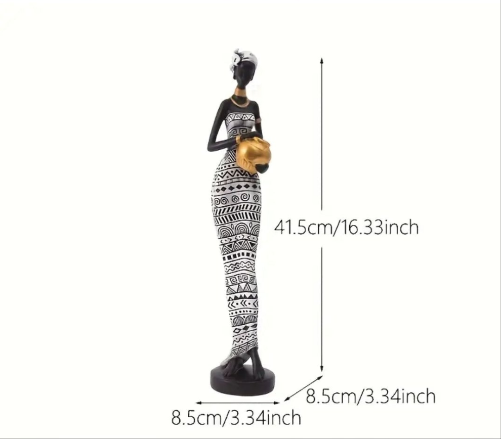 1pc LESCAFITA Resin African Tribal Statue - Ethnic Art Sculpture