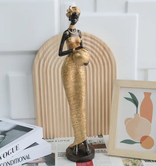 1pc LESCAFITA Resin African Tribal Statue - Ethnic Art Sculpture