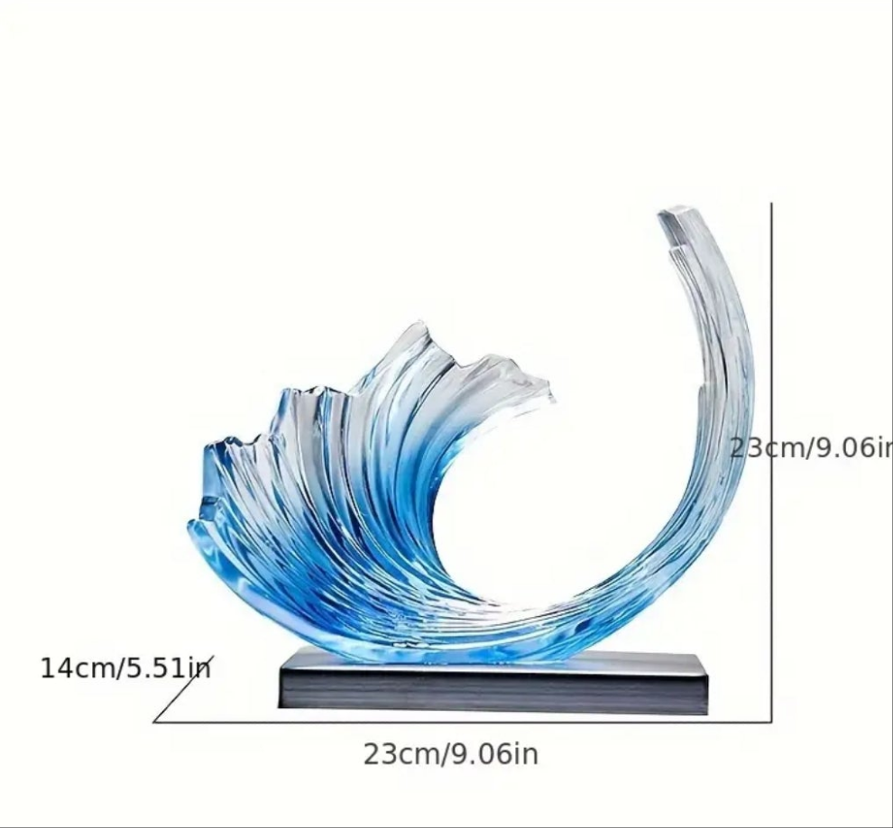 1pc Sculpture Decoration, Light Luxury Transparent Ride On Wave Ornament