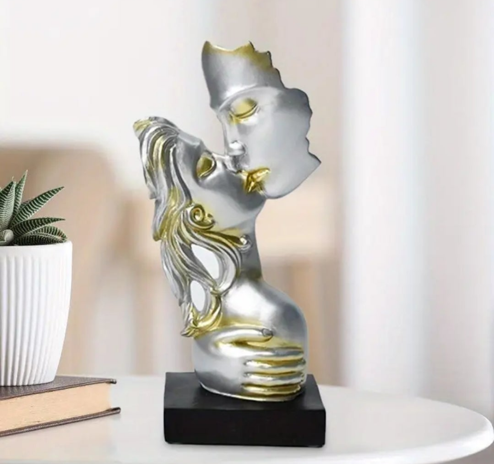 Elegant Champagne Resin Couple Statue