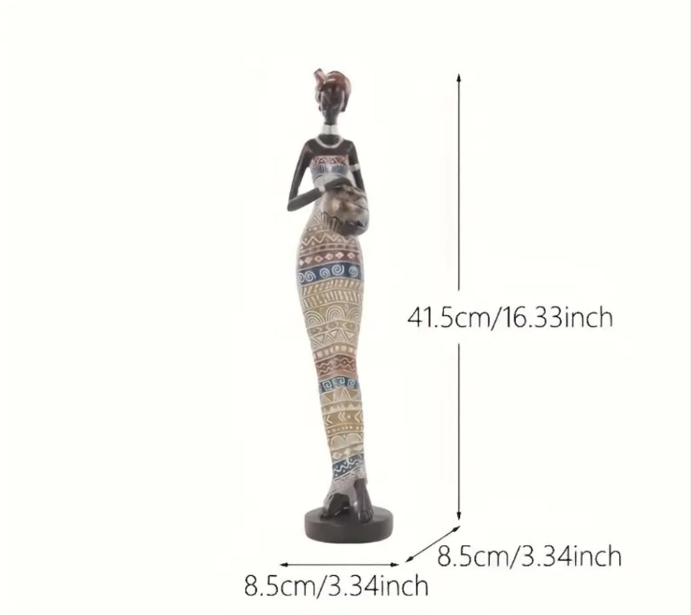 1pc LESCAFITA Resin African Tribal Statue - Ethnic Art Sculpture