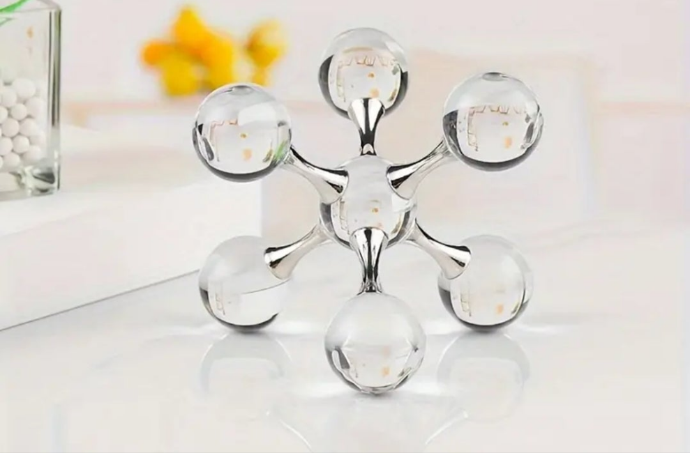 2pcs Crystal Hexagonal Molecular Ball Ornaments- Silvery