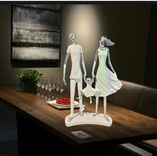 1pc Abstract Figure Statue 14.17 inches A happy family of three pure handmade sculpture art home decoration length, width and height 26.8 * 13.9 * 36cm