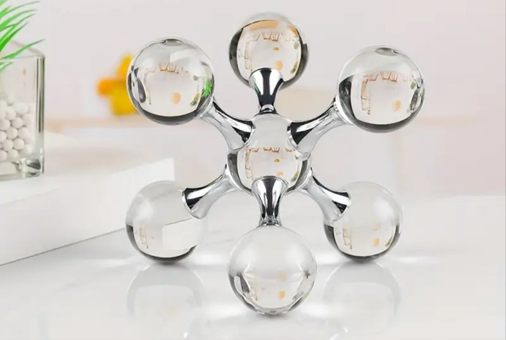 2pcs Crystal Hexagonal Molecular Ball Ornaments- Silvery