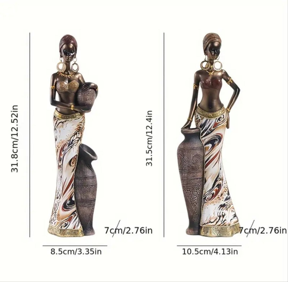 1pc African-Inspired Black Woman Vintage Sculpture