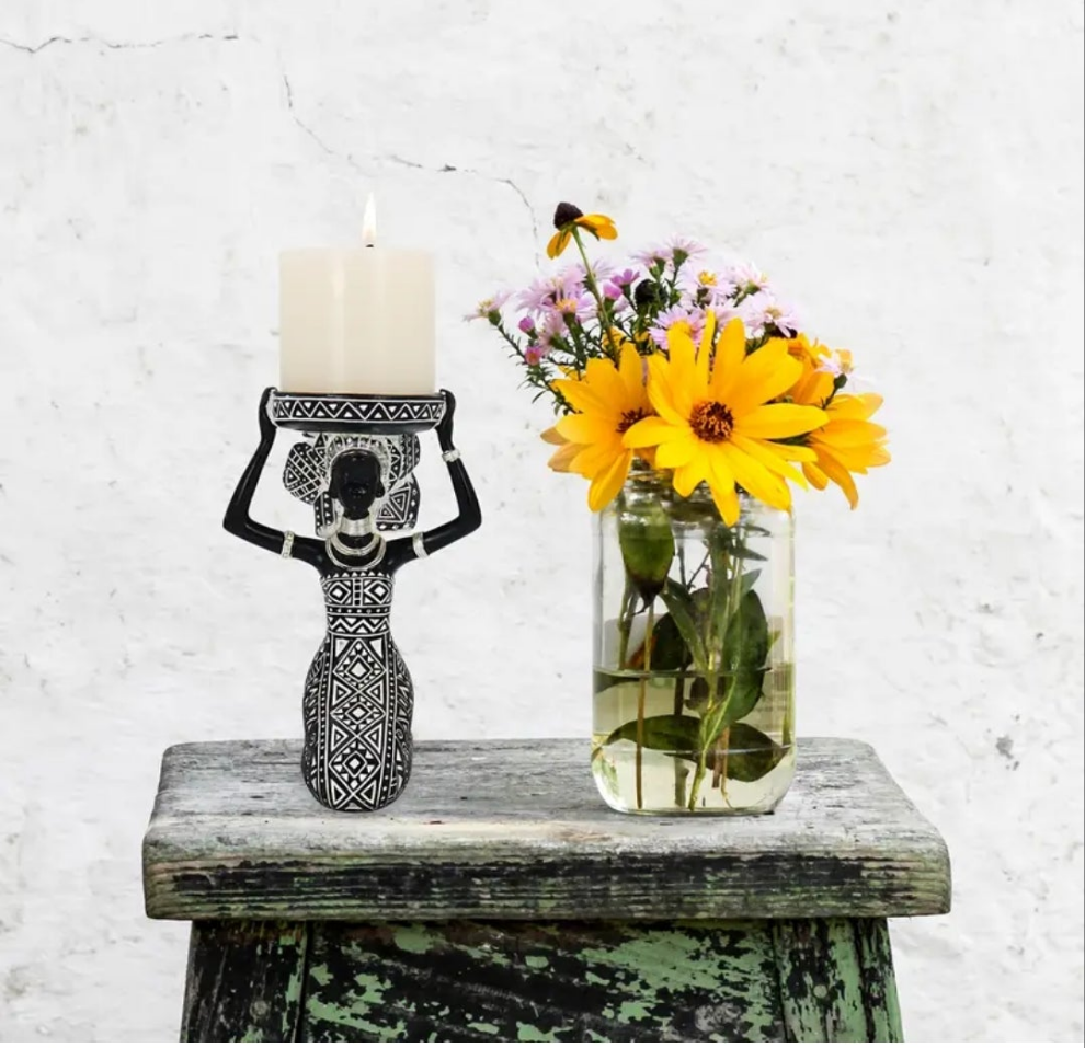 Vintage African Lady Figurine Candle Holder