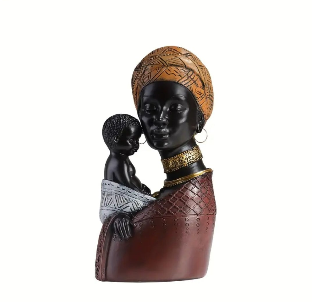 African Mother & Child Figurine