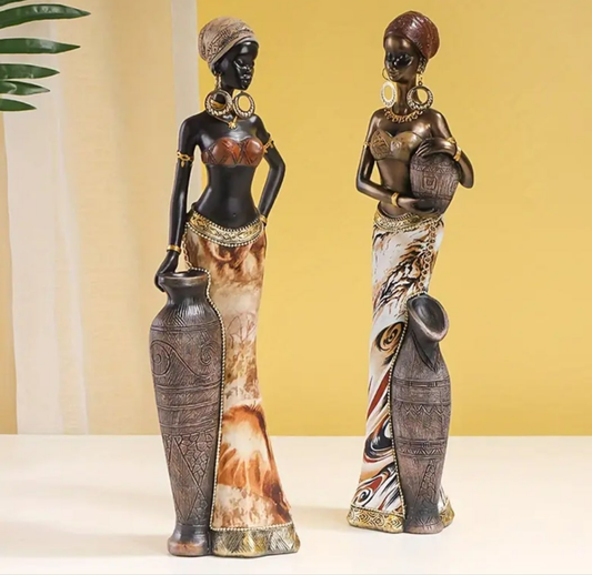1pc African-Inspired Black Woman Vintage Sculpture