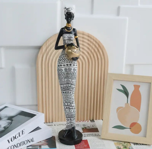 1pc LESCAFITA Resin African Tribal Statue - Ethnic Art Sculpture