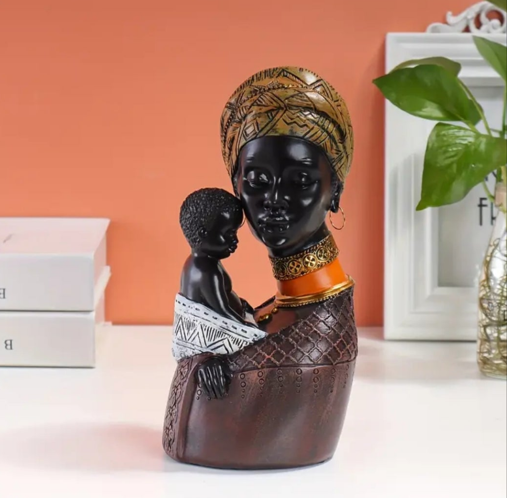 African Mother & Child Figurine
