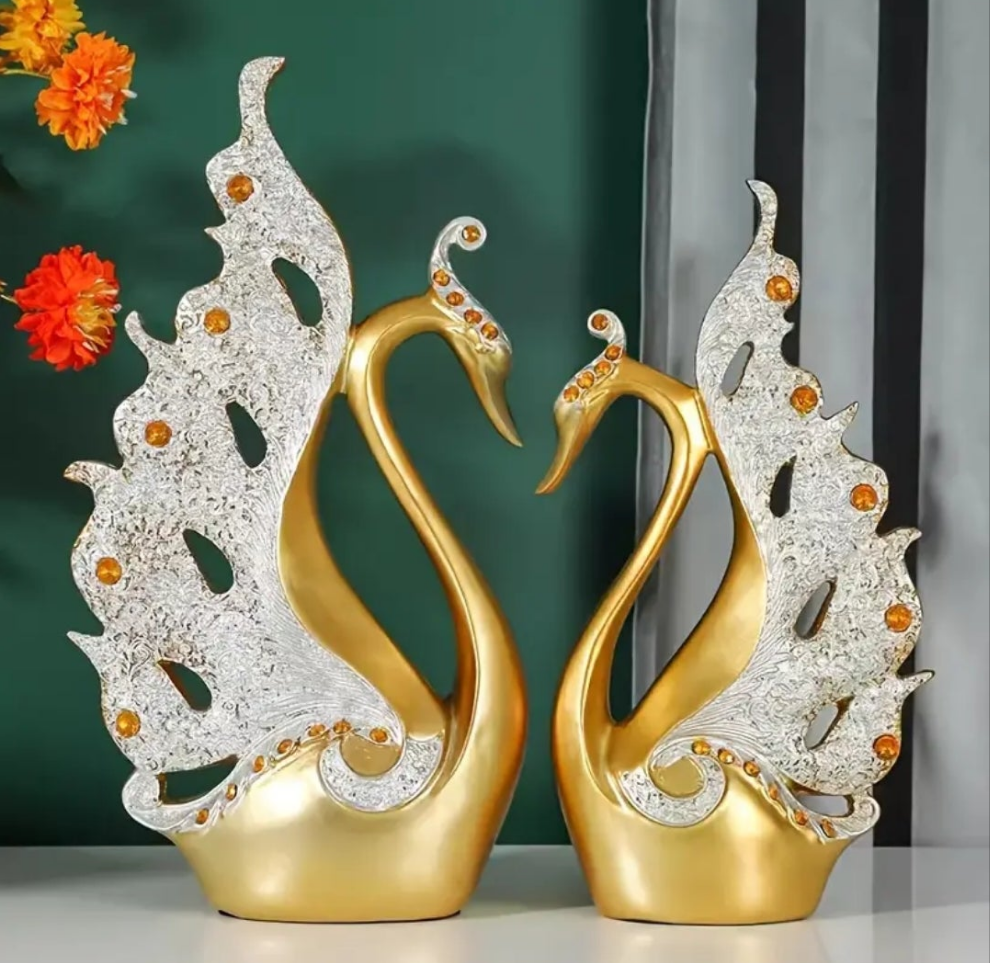 1 Pair, Modern Swan Handicraft Statue