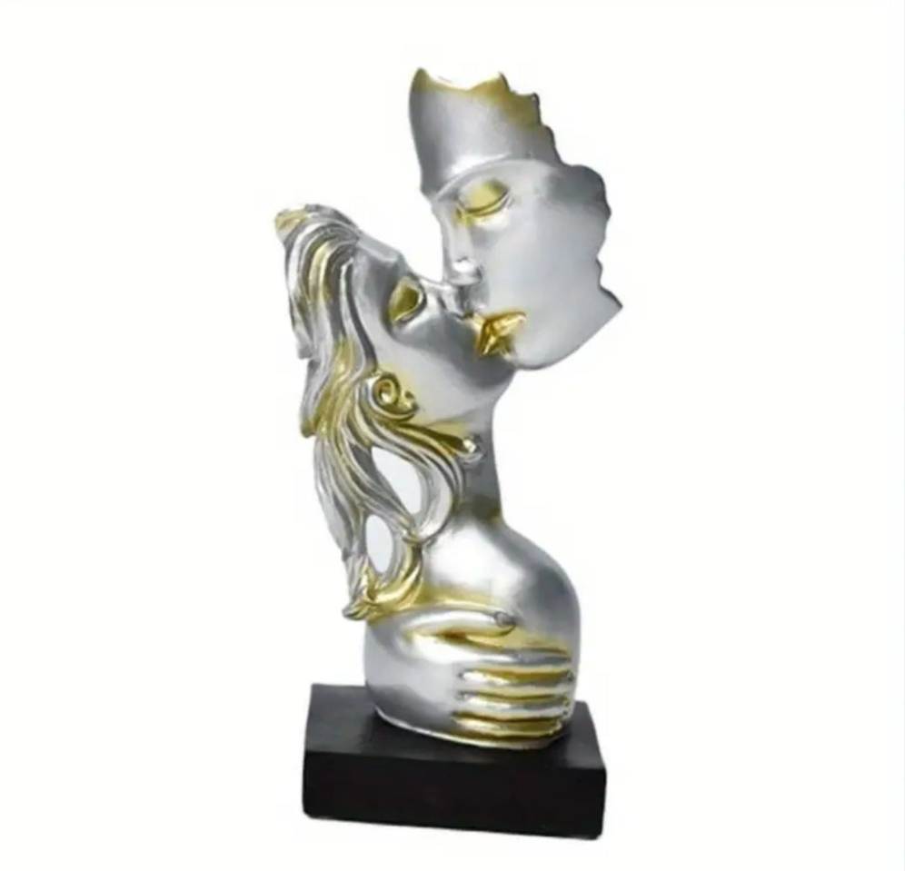 Elegant Champagne Resin Couple Statue