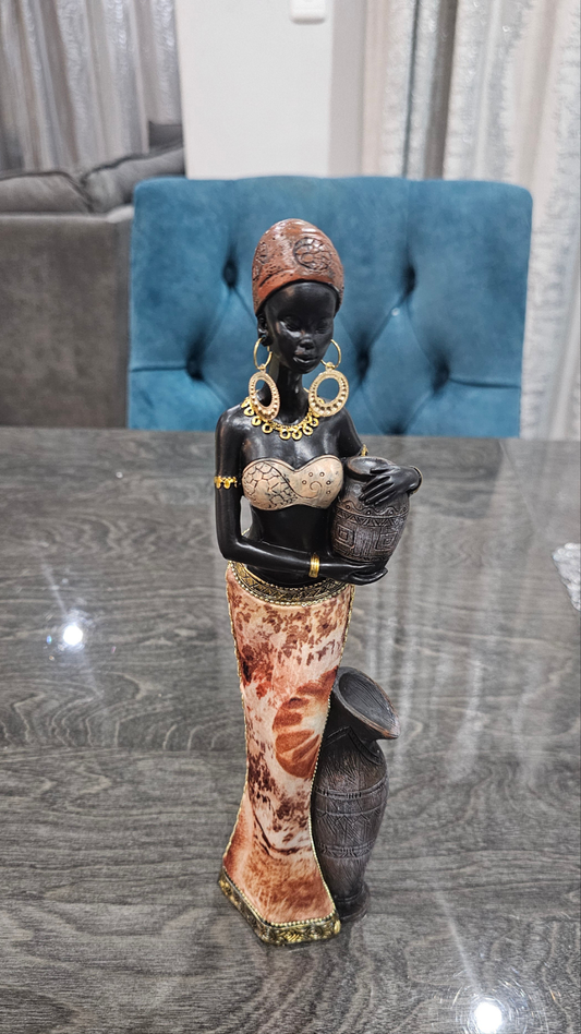 1pc African-Inspired Black Woman Vintage Sculpture