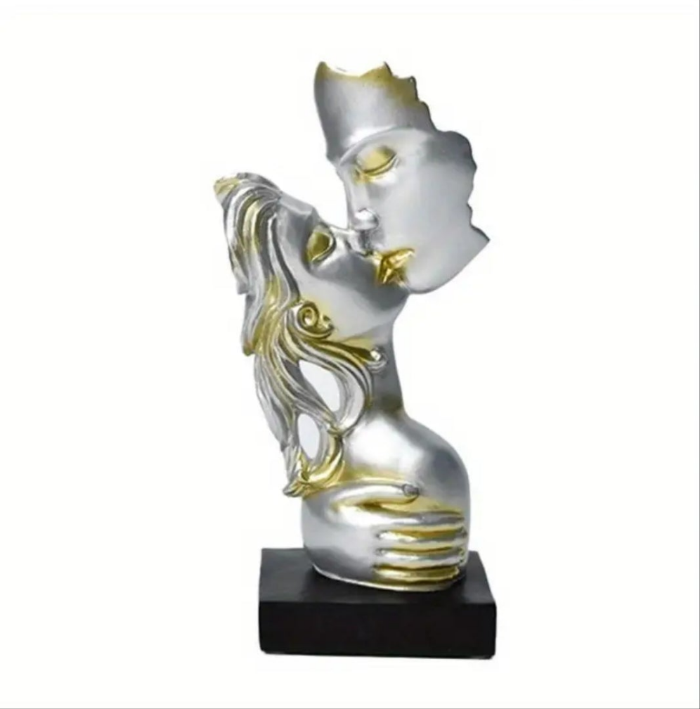 Elegant Champagne Resin Couple Statue
