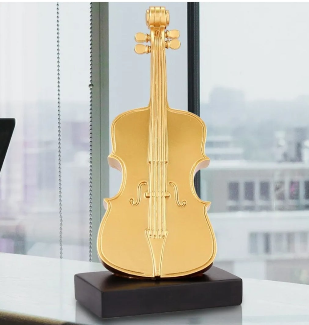 1pc, Handmade Yellow Golden Violin Resin Model Kit