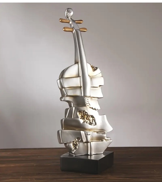 Contemporary Elegant Large Violin Resin Sculpture