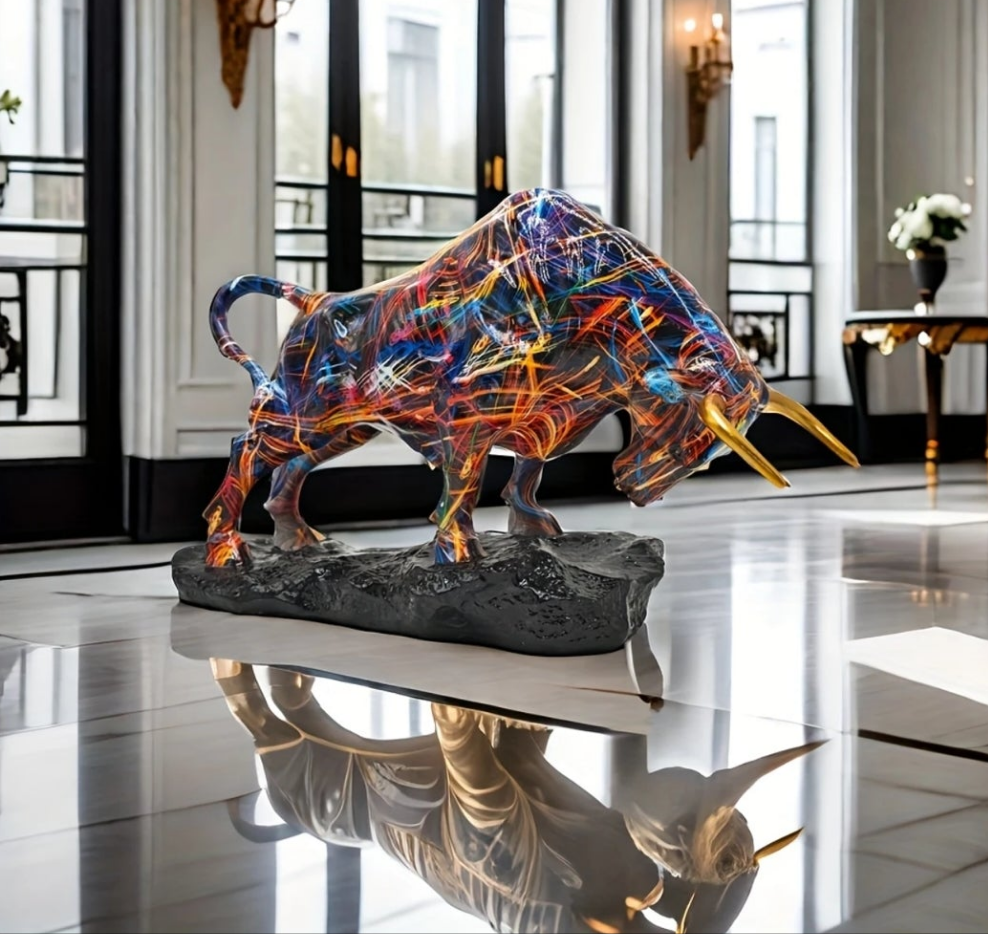 Elegant Bronze Bull Statue