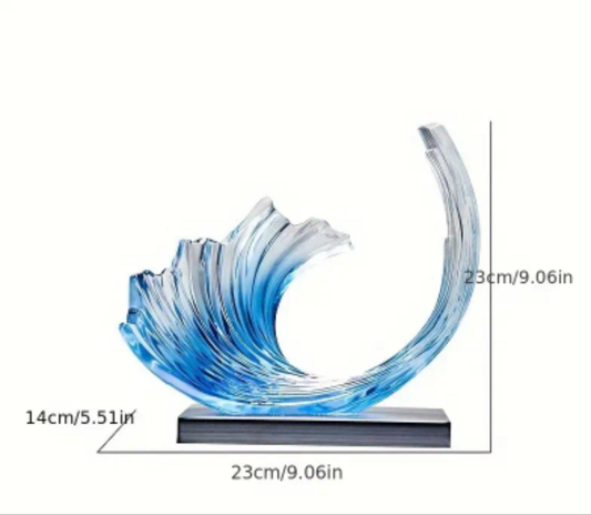 1pc Sculpture Decoration, Light Luxury Transparent Ride On Wave Ornament