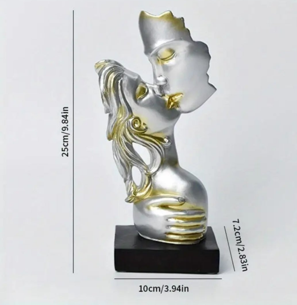 Elegant Champagne Resin Couple Statue
