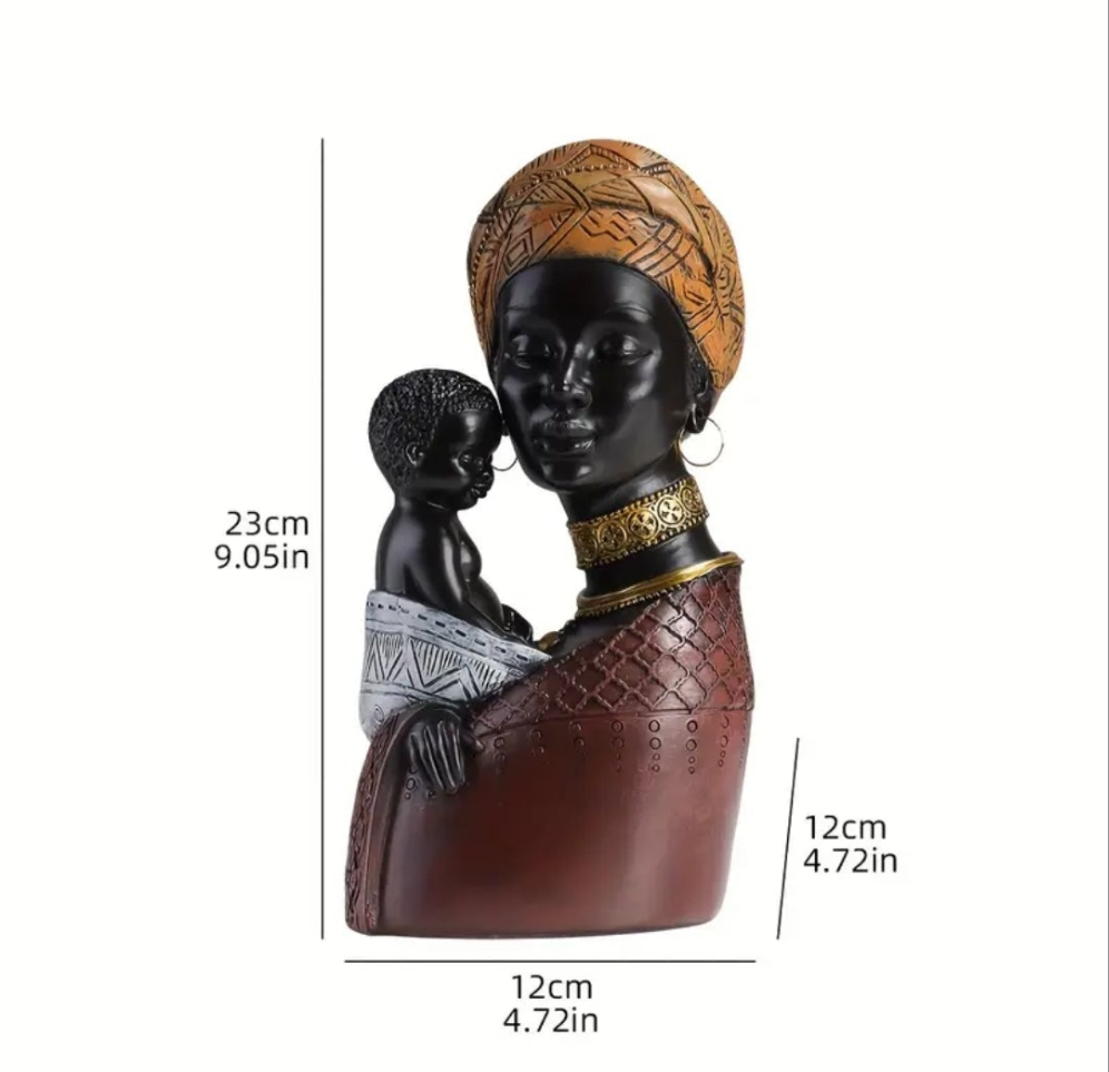African Mother & Child Figurine