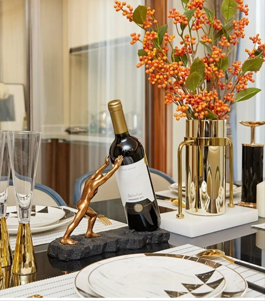 An Elegant European-Style Resin Figure Wine Rack