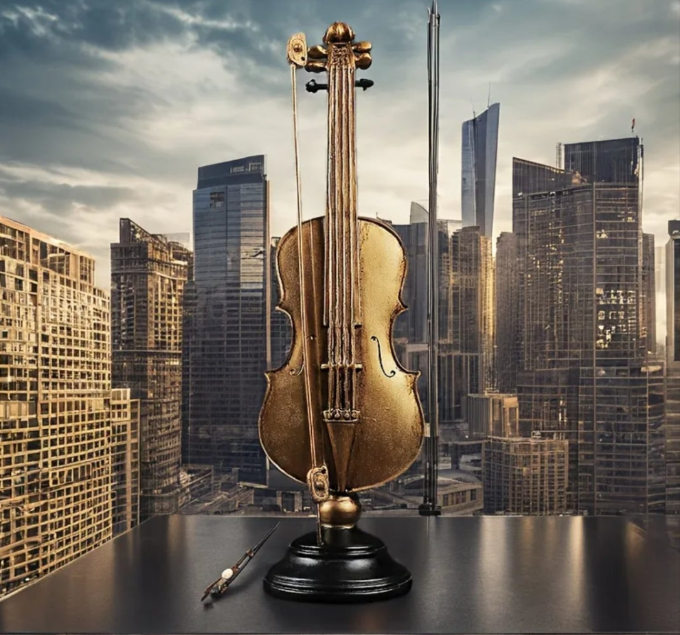 1pc European Style Golden Violin Resin Decor, Musical Instrument Craft Ornament