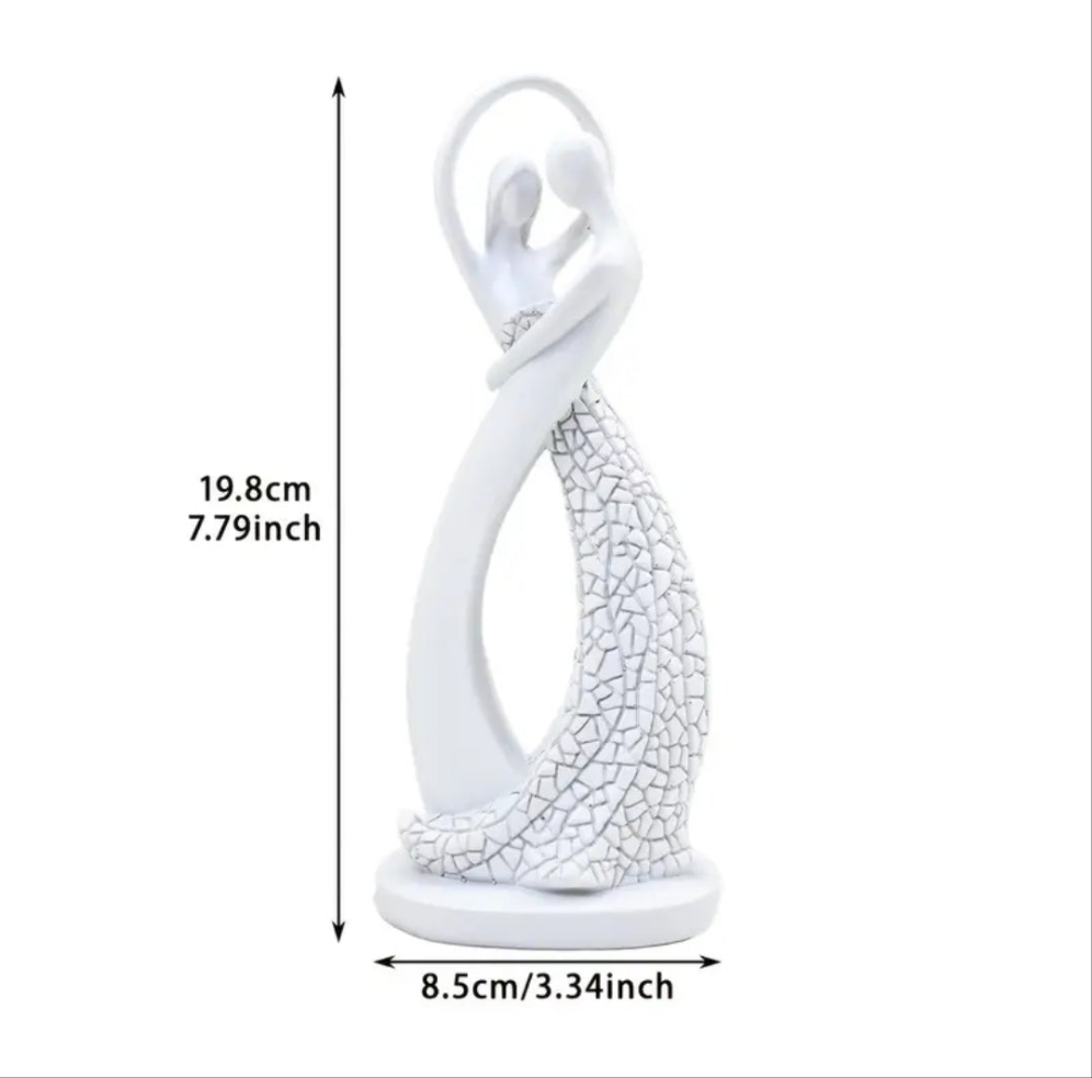 Modern Resin Couple Embrace Sculpture - White