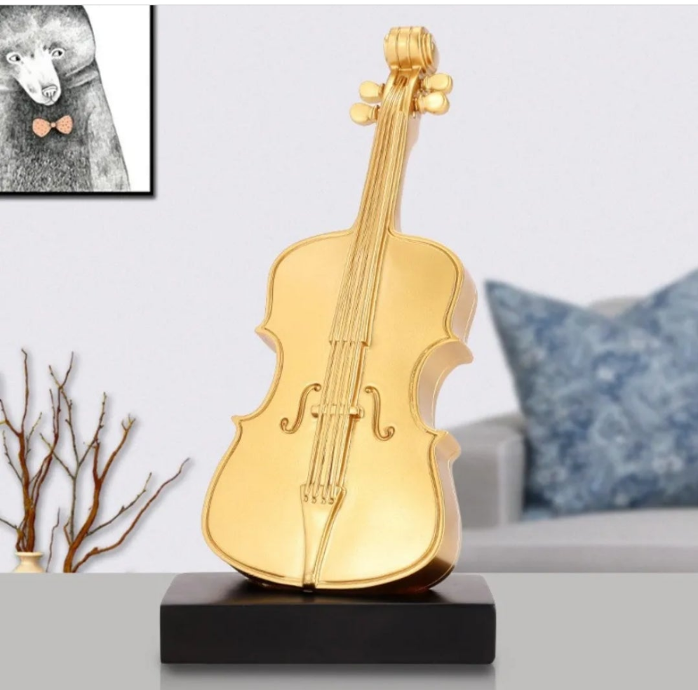 1pc, Handmade Yellow Golden Violin Resin Model Kit