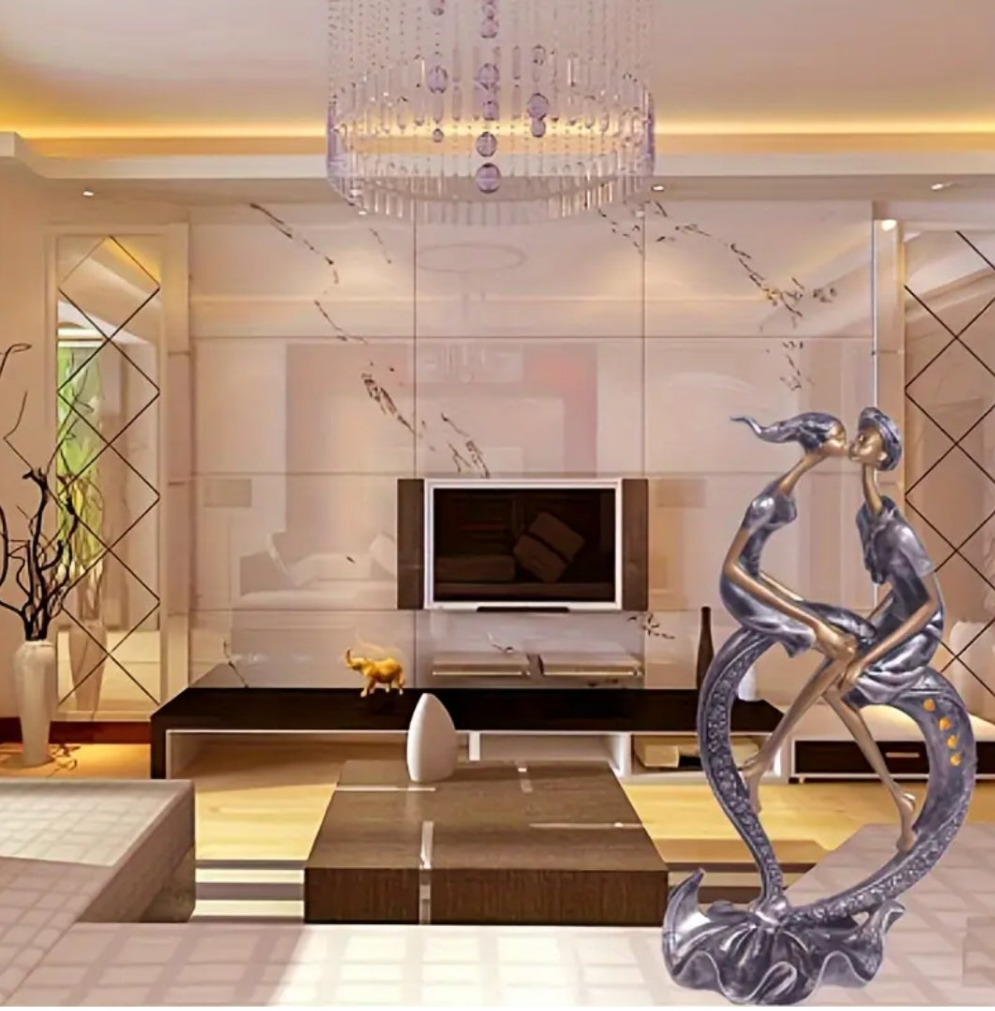 1pc Romantic Couple Sculpture, Resin Craft, Decorative Art Piece