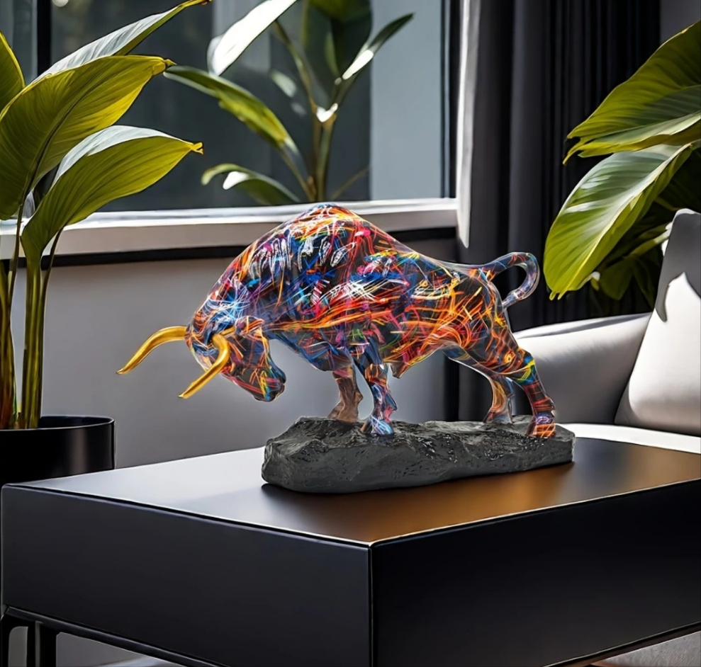 Elegant Bronze Bull Statue