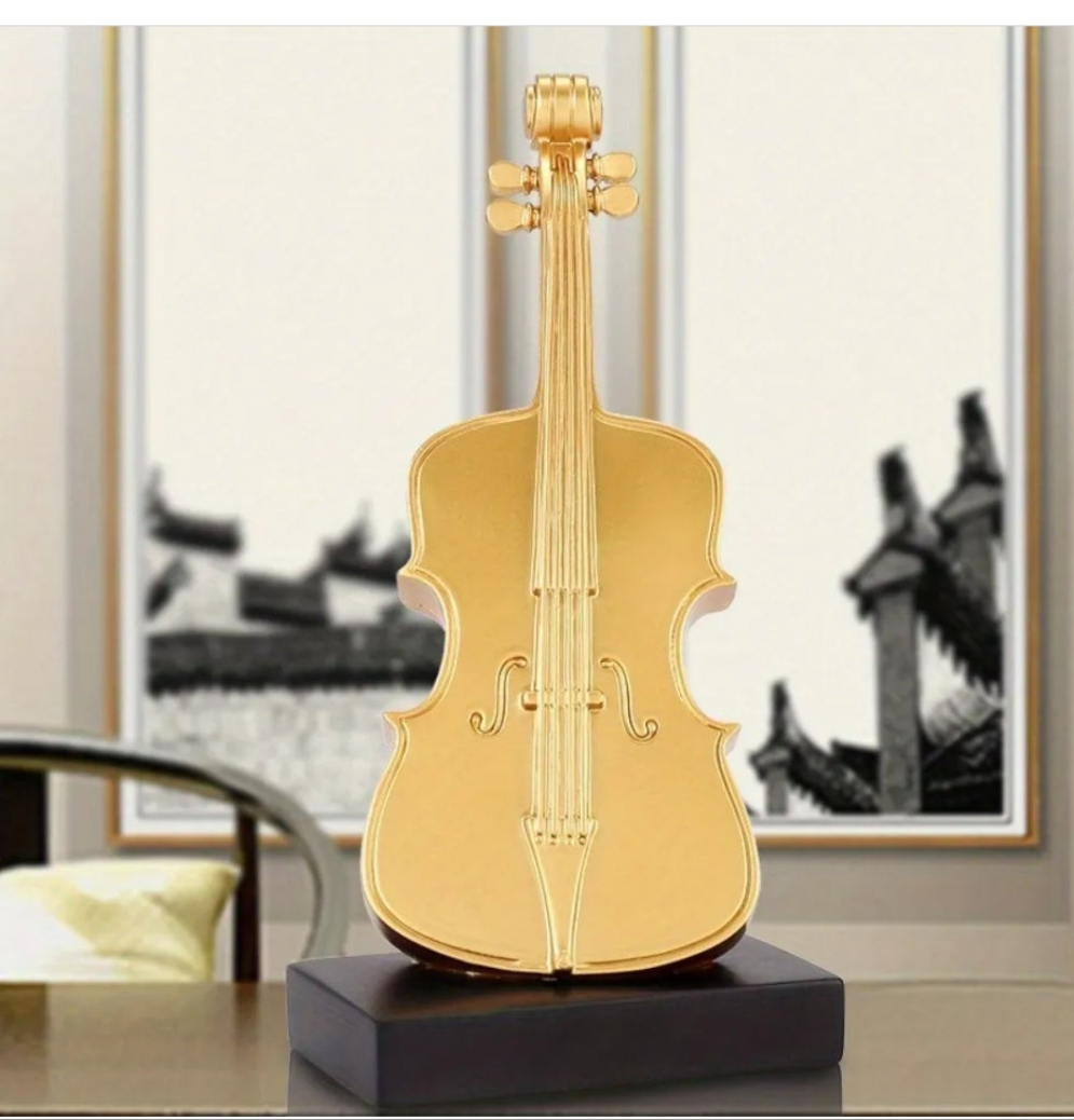 1pc, Handmade Yellow Golden Violin Resin Model Kit